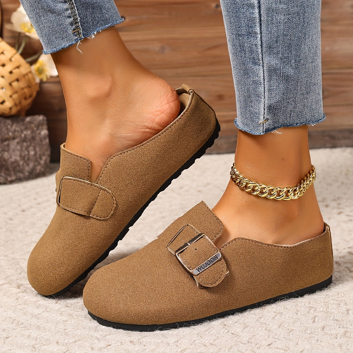 Women's Leather Mule Shoes Thick-Soled Slip-Ons for All Seasons