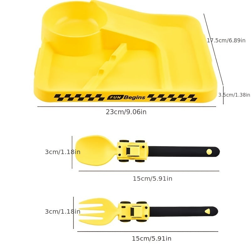 Set de regalo de Pascua para niños con vajilla de dibujos animados de carreras, con plato, cuenco, tenedor y cuchara