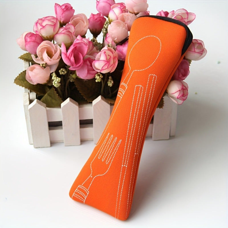 Leak-Proof Portable Flatware Organizer with Zipper for Camping Picnic School Office and Home Storage