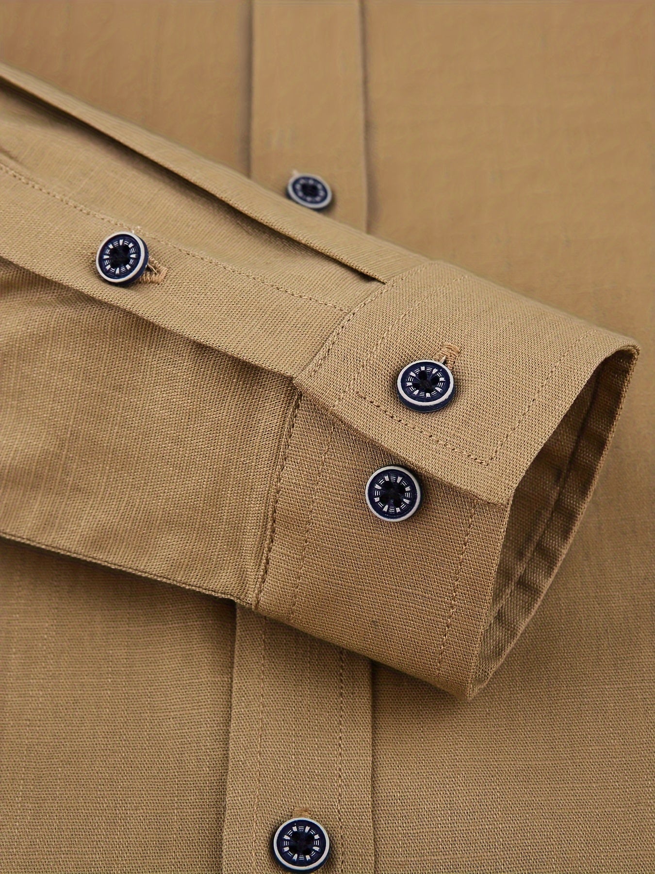 Men's Cotton Solid Long Sleeve Button Up Shirt for Casual Outdoor Wear