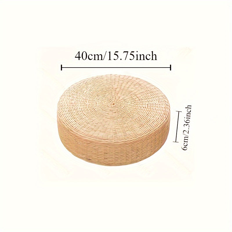 Handmade Round Grass Cushion with Tray Eco-Friendly Dandelion Fiber Bay Window Tatami Seating