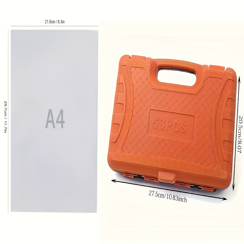 53pcs Automotive Tool Kit Stainless Steel Ratchet Wrench and Screwdriver Set