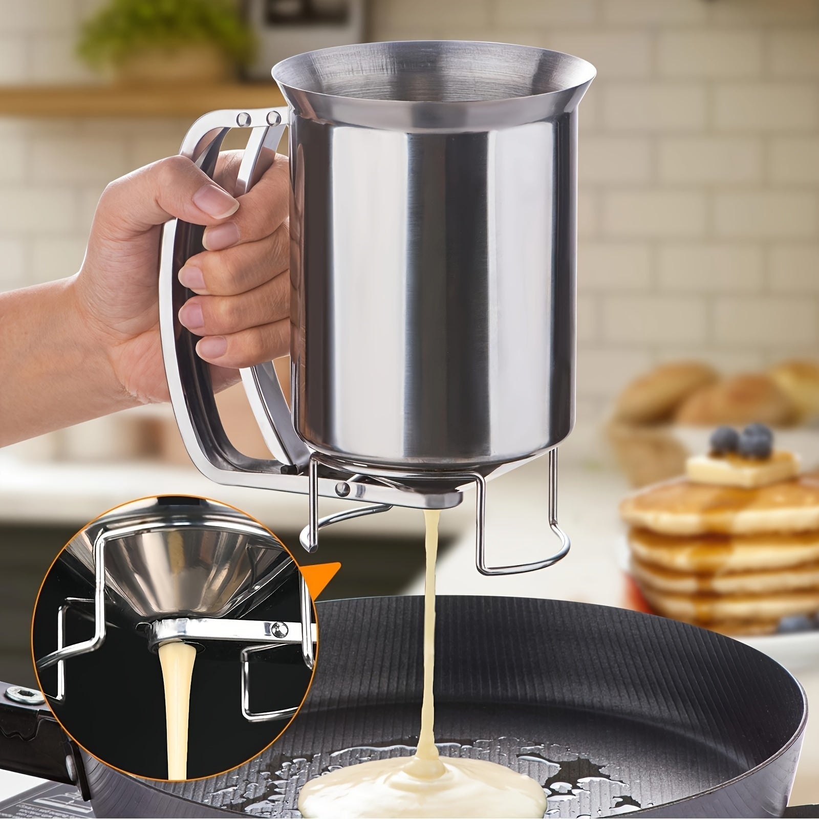 Home Baking Tools Set Stainless Steel Pancake Batter Dispenser Cake Funnel Waffle Takoyaki Pie Maker