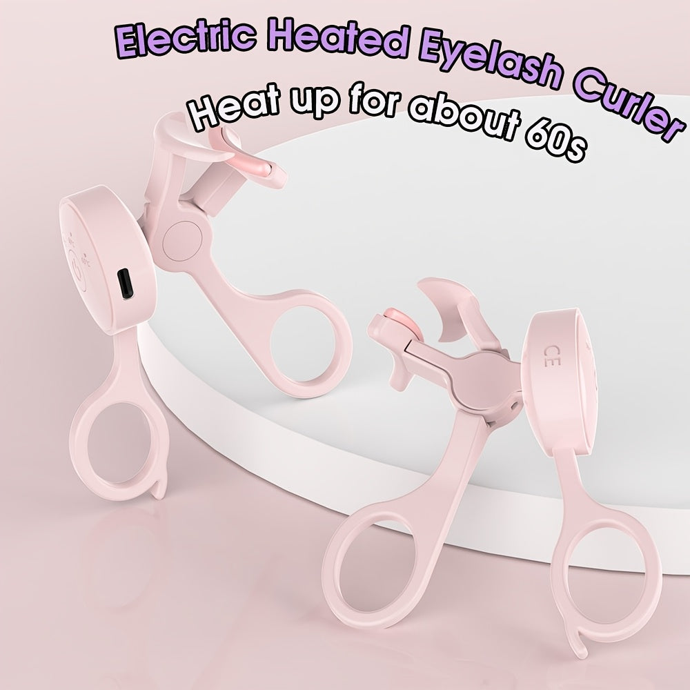 rizador de pestañas calefactable recargable con control de temperatura de 3 velocidades rosa