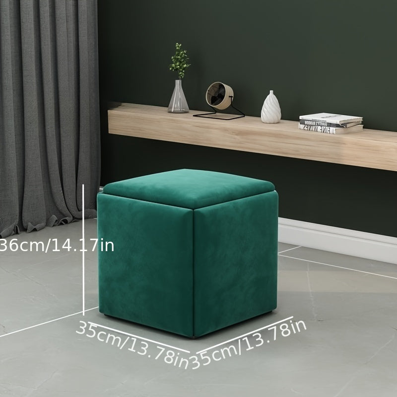 Shimoliy uslubidagi ottoman, yashirin metall ramkali, rang-barang qoplamada 5-in-1 modulli stul, turli muhitlar uchun mukammal - sariq/kulrang/ko'k/yashil va boshqalar.