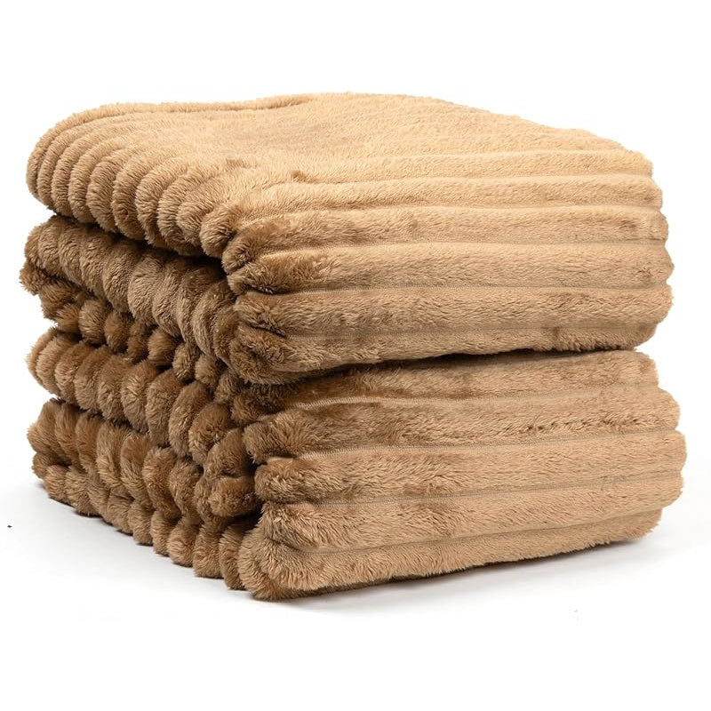 Cozy Flannel Throw Blanket for Couch Bed or Lounge Hypoallergenic Stylish Striped