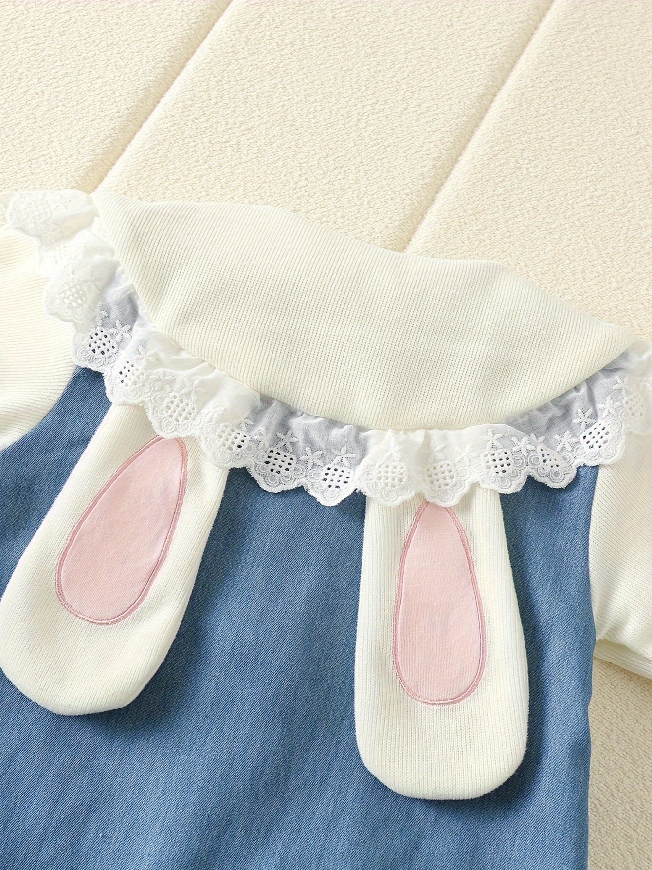 Baby Girl Denim Romper Cotton Blend Cartoon Spring Fall 0-3 Years