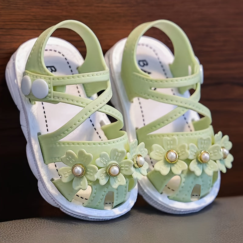 Girls Summer PVC Sandals with Anti-Slip Soft Sole Adjustable Buckle Toddler Infant