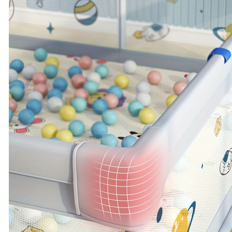 Children's Playpen with Gate Gray 149x180cm Indoor Outdoor Non-Slip Mesh