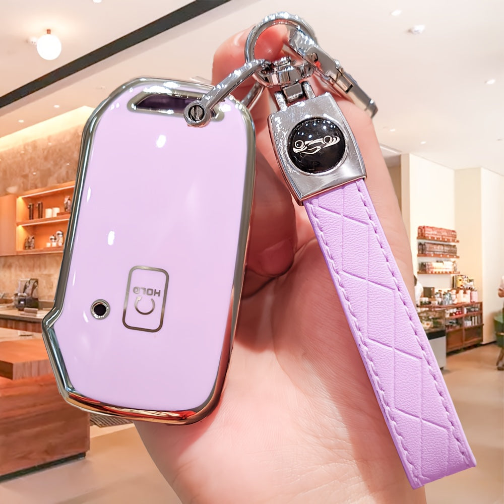 Car Key Cover with Keychain Universal Fit for SUV and Sedan Black Plastic