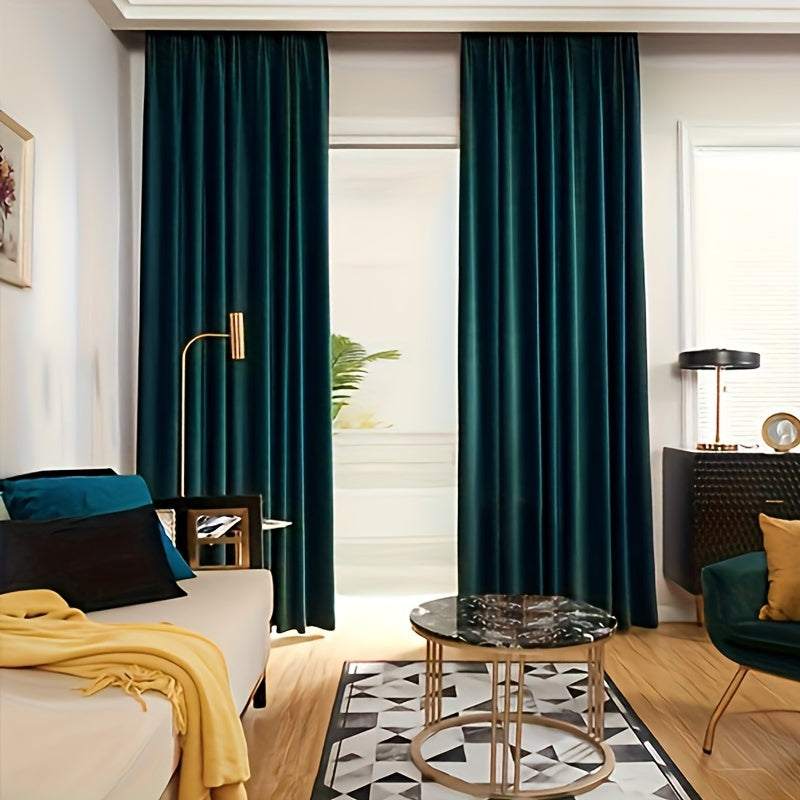 Dark Green Velvet Curtains for Bedroom Insulation and Privacy