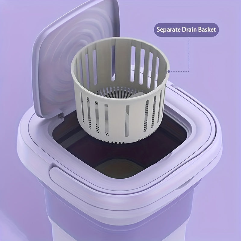 Portable 8L Foldable Mini Washing Machine for Small Clothes and Travel