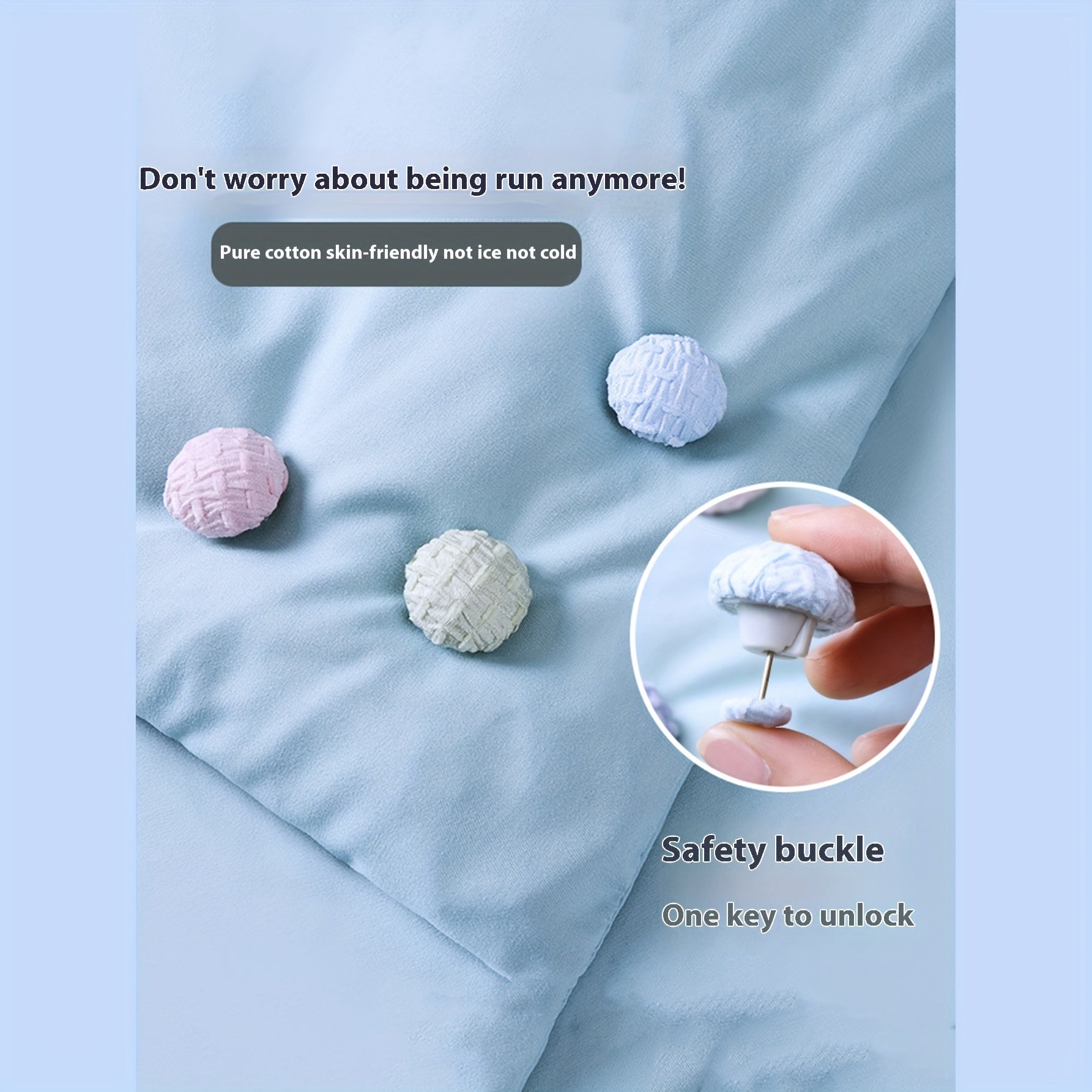 Non-Slip Safety Clips for Securing Quilts, Sheets, Towels, and Cushions