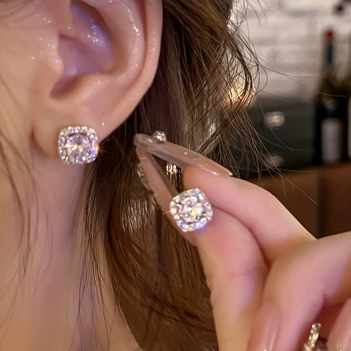 Women's Copper-Inlaid Zirconia Daily Earrings Elegant Luxurious Jewelry