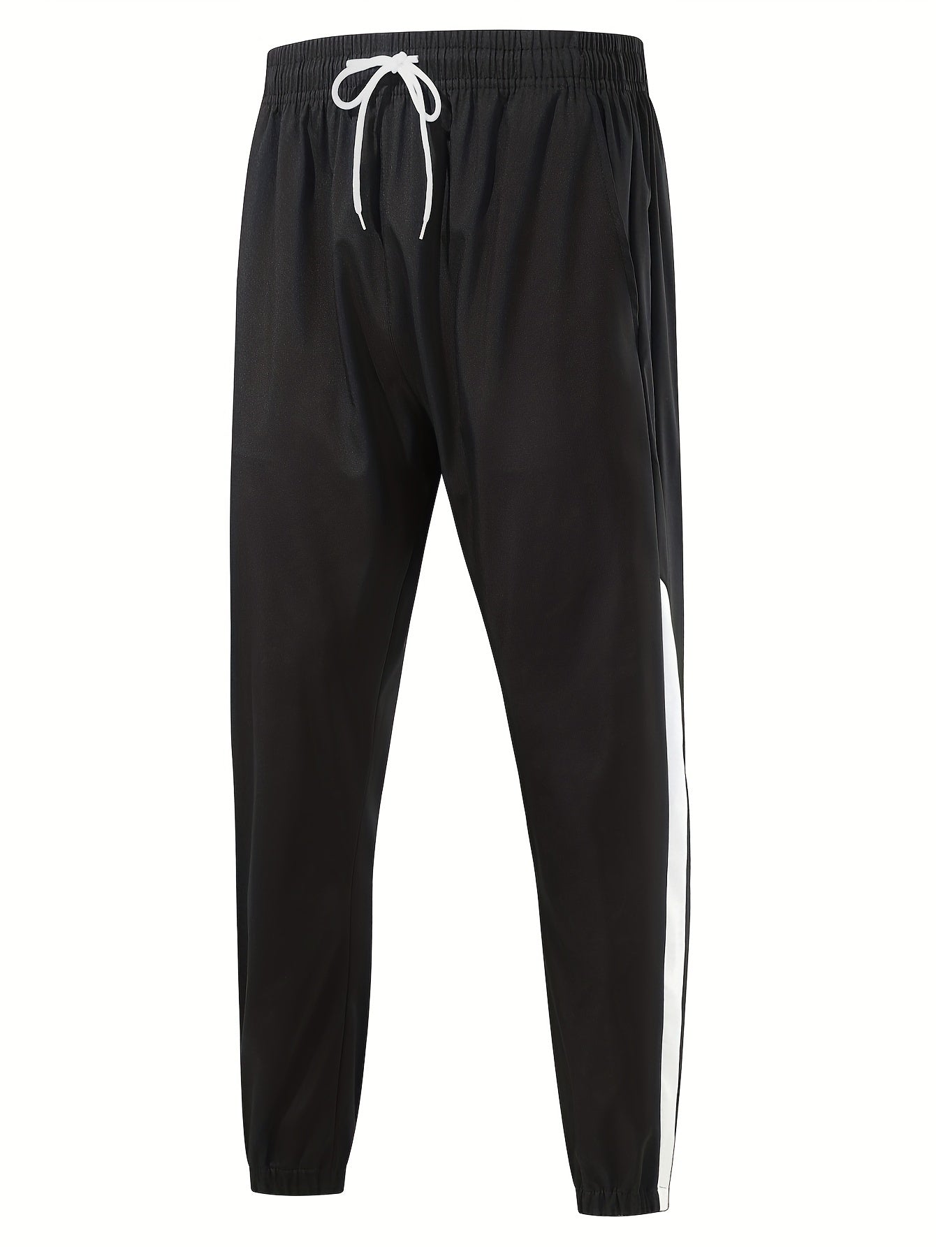 Men's Polyester Tracksuit Set Hooded Jacket and Long Pants Solid Color All Seasons