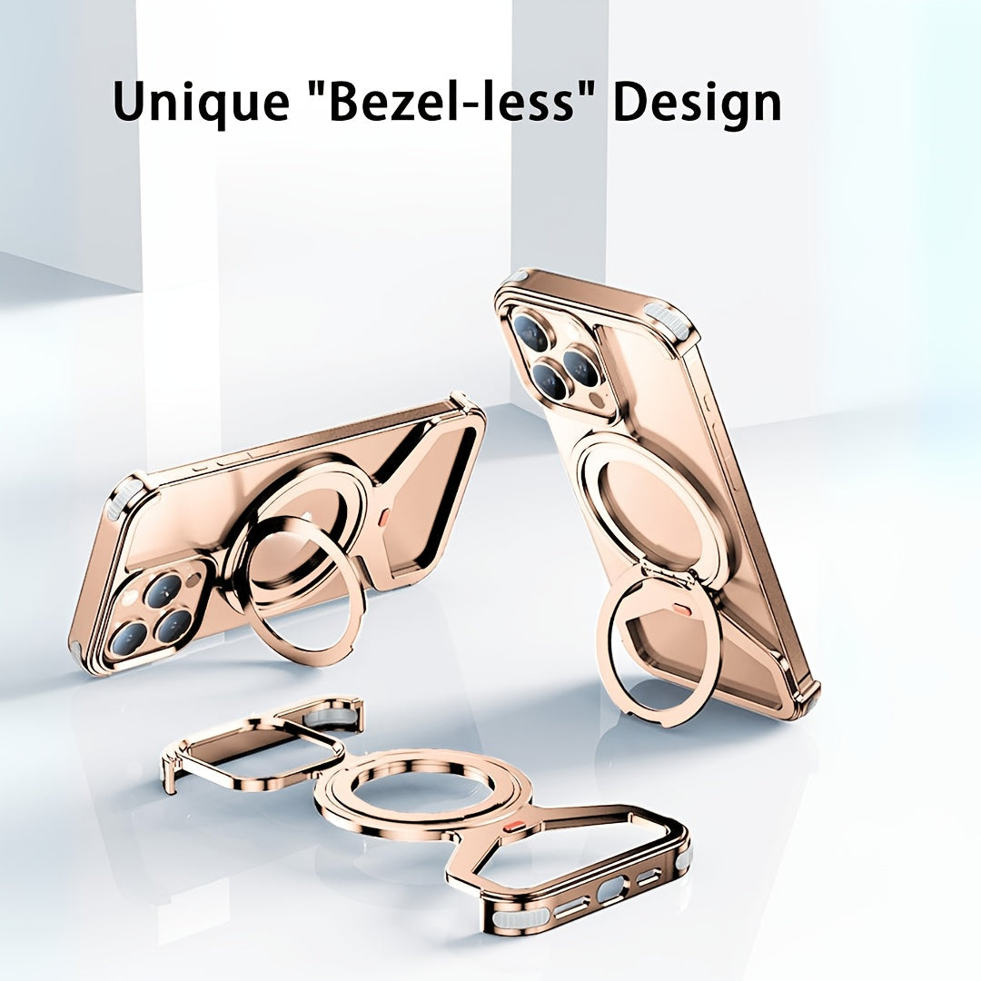 Frameless Aluminum Alloy Phone Case for iPhone 14/15/16 Pro Max with Anti-Fall Design and Heat Dissipation