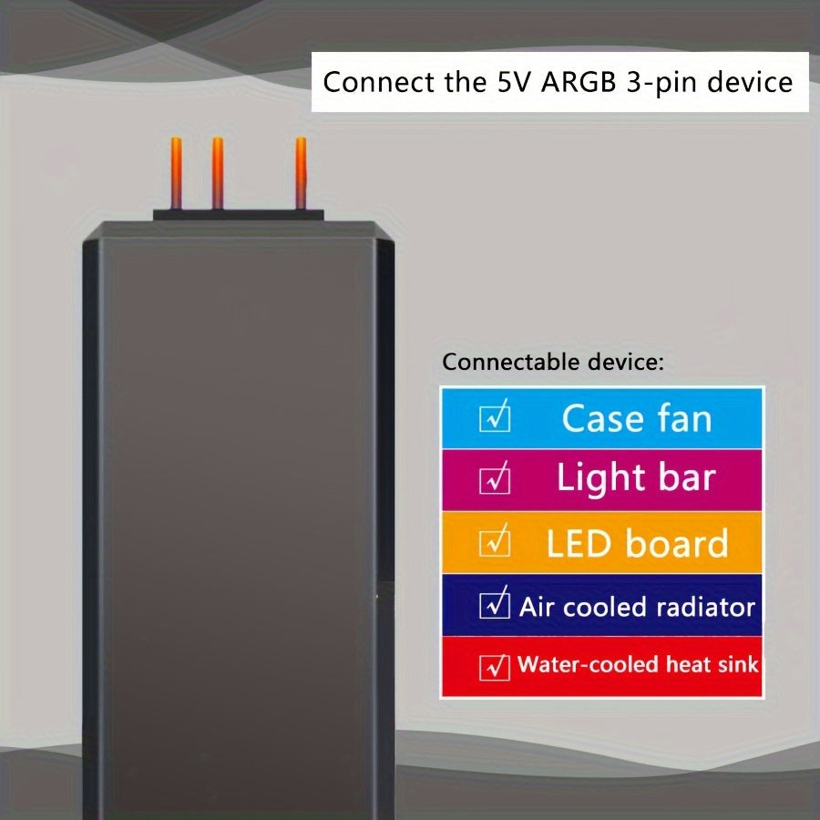 Black ARGB Remote Control for Fan LED Lights Multicolor Mode USB Powered