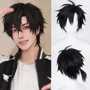 Short Black Synthetic Wig for Cosplay and Daily Wear, Fluffy Natural Look