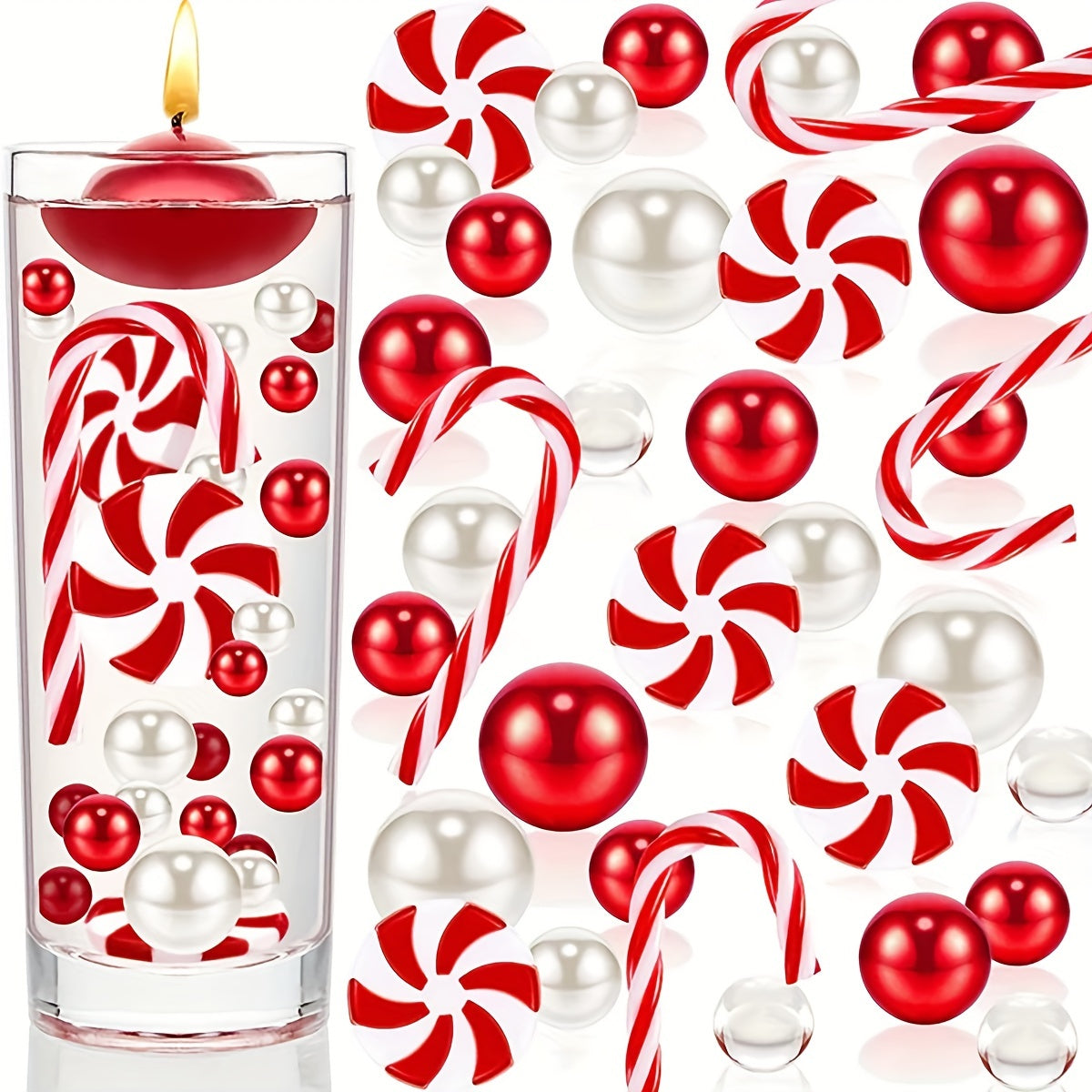 Christmas Vase Decor Set with Filling Beads for DIY Festive Tabletop and Party Decor