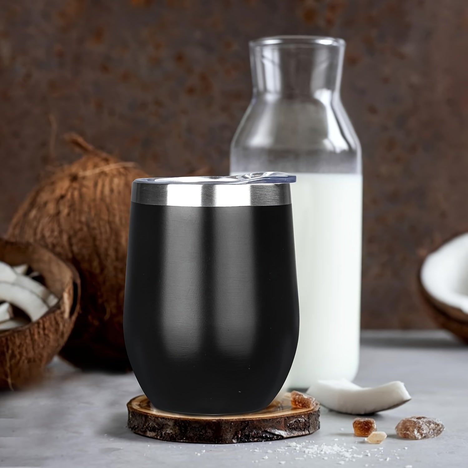 12oz Double Wall Vacuum Insulated Stainless Steel Coffee Mug with Push Lid Recyclable