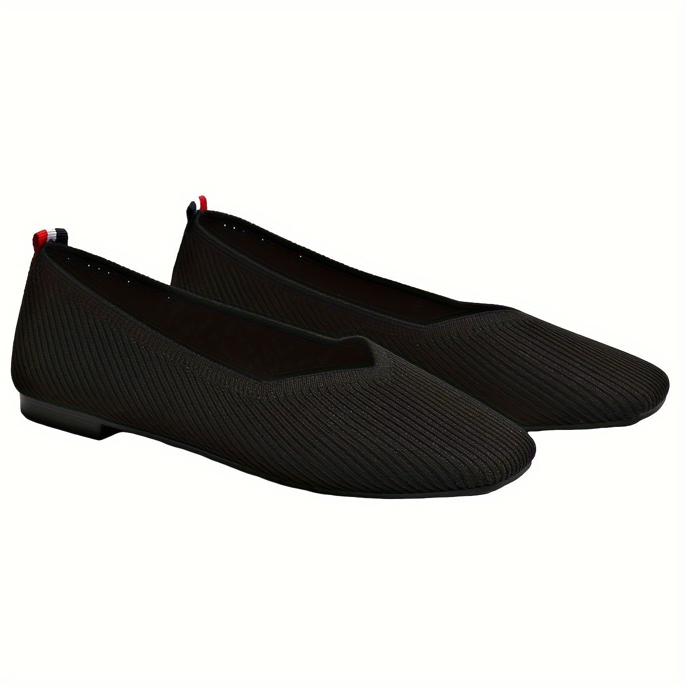 Women's Breathable Square Toe Knitted Flats with Slip-On Style