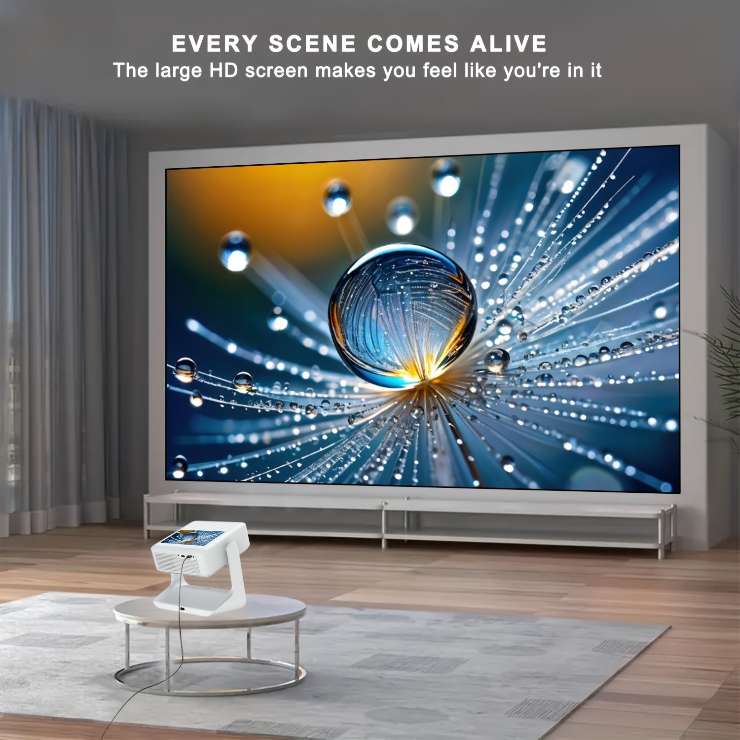 4K Supported Projector with Touch Screen, 1080p, WiFi 6 for Home Theater