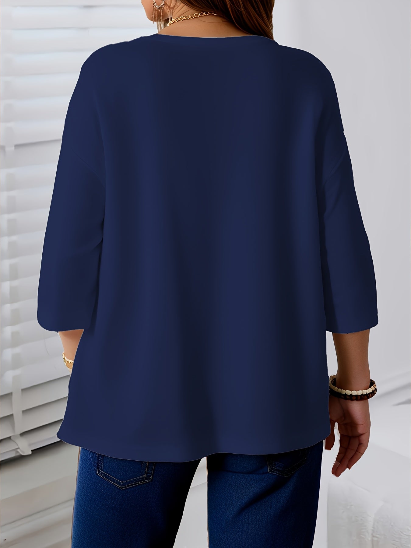 Plus Size Women’s Lightweight Cardigan with 3/4 Sleeves and Open Front