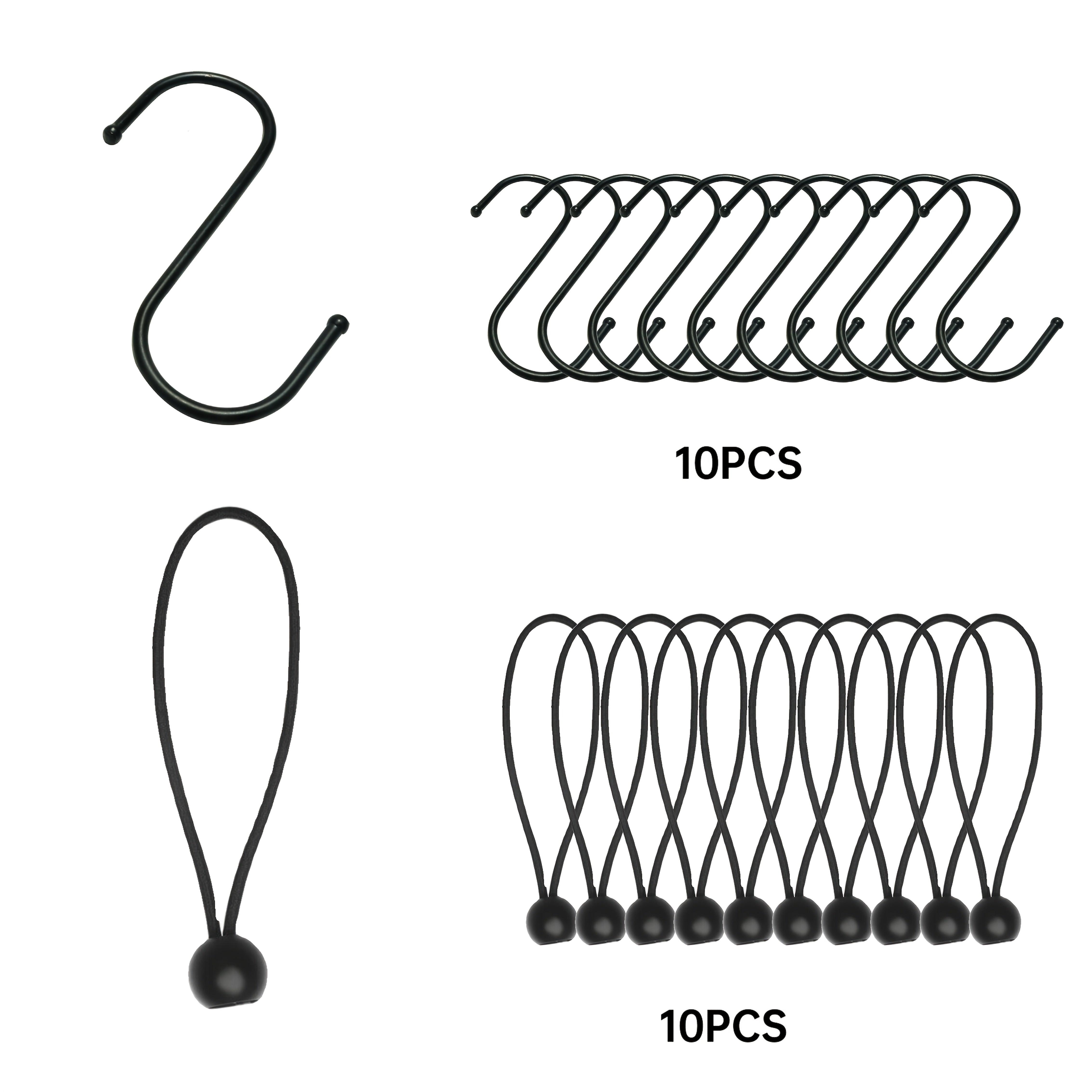 Heavy-Duty Elastic Cord Ties Black Rubber Bands for Camping Camping Gear Bikes Ladders