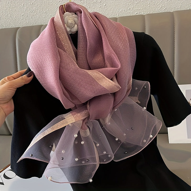 Women's Polyester Shawl 190x70cm Breathable Sun-Proof Solid Color Casual Accessory