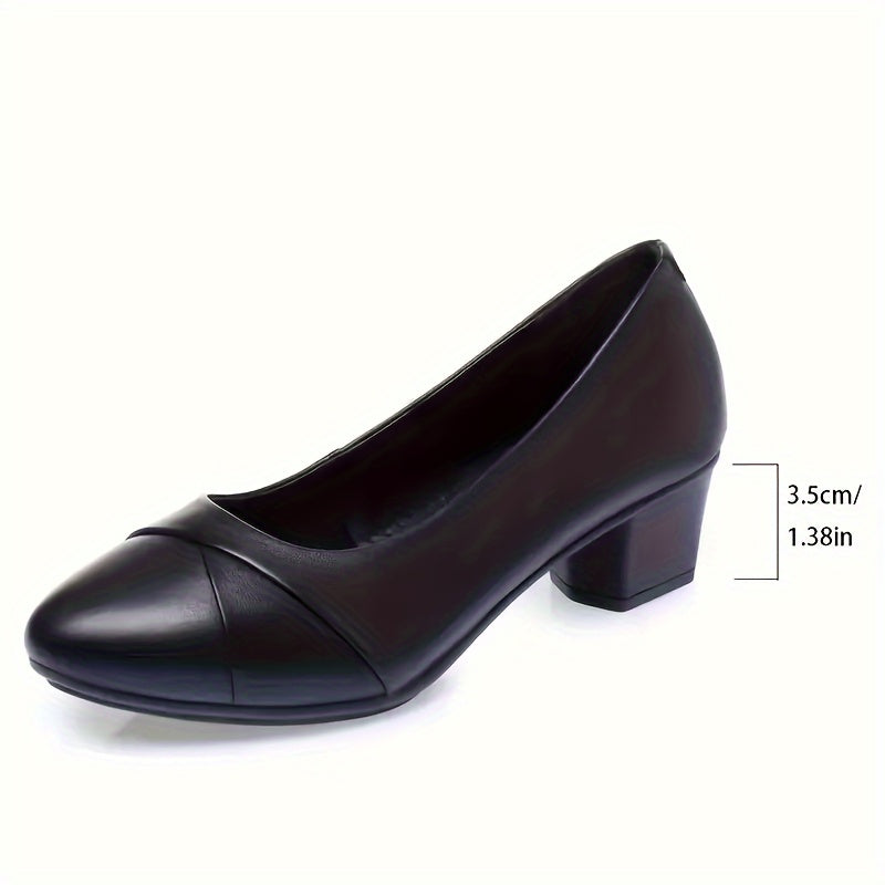 Women's Faux Cover Mid-Heel Work Shoes Non-Slip All-Season