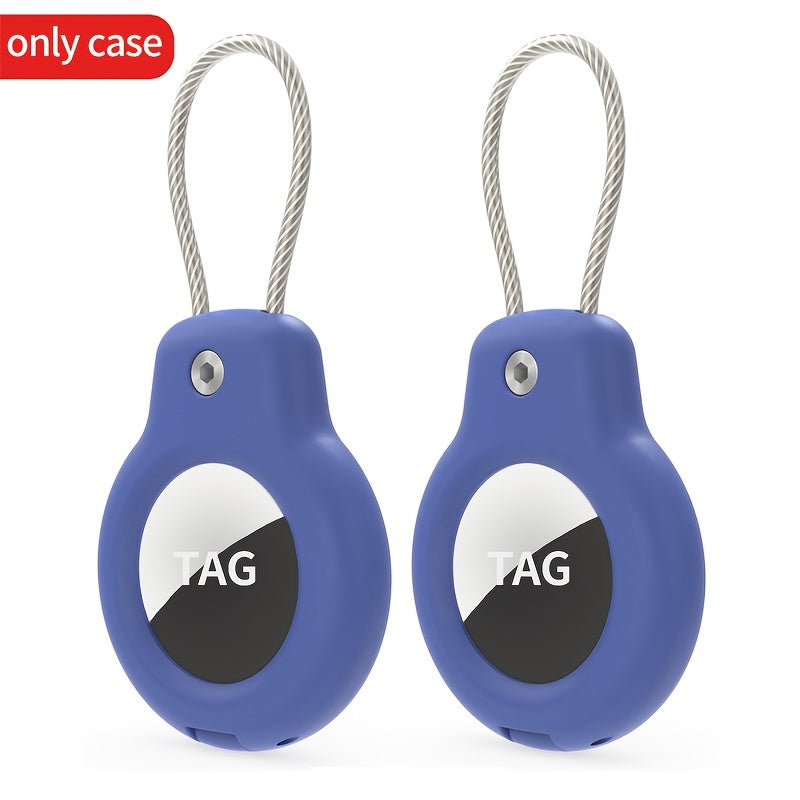 2 piezas de fundas protectoras de acero inoxidable para AirTag, llavero antirrobo, etiqueta de equipaje