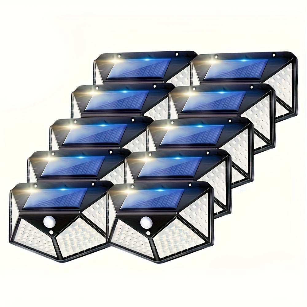 Outdoor Solar Wall Light with Motion Sensor, Four-Sided Lighting, Yard Garden Patio Fence Driveway Pathway, 4-12 Pieces