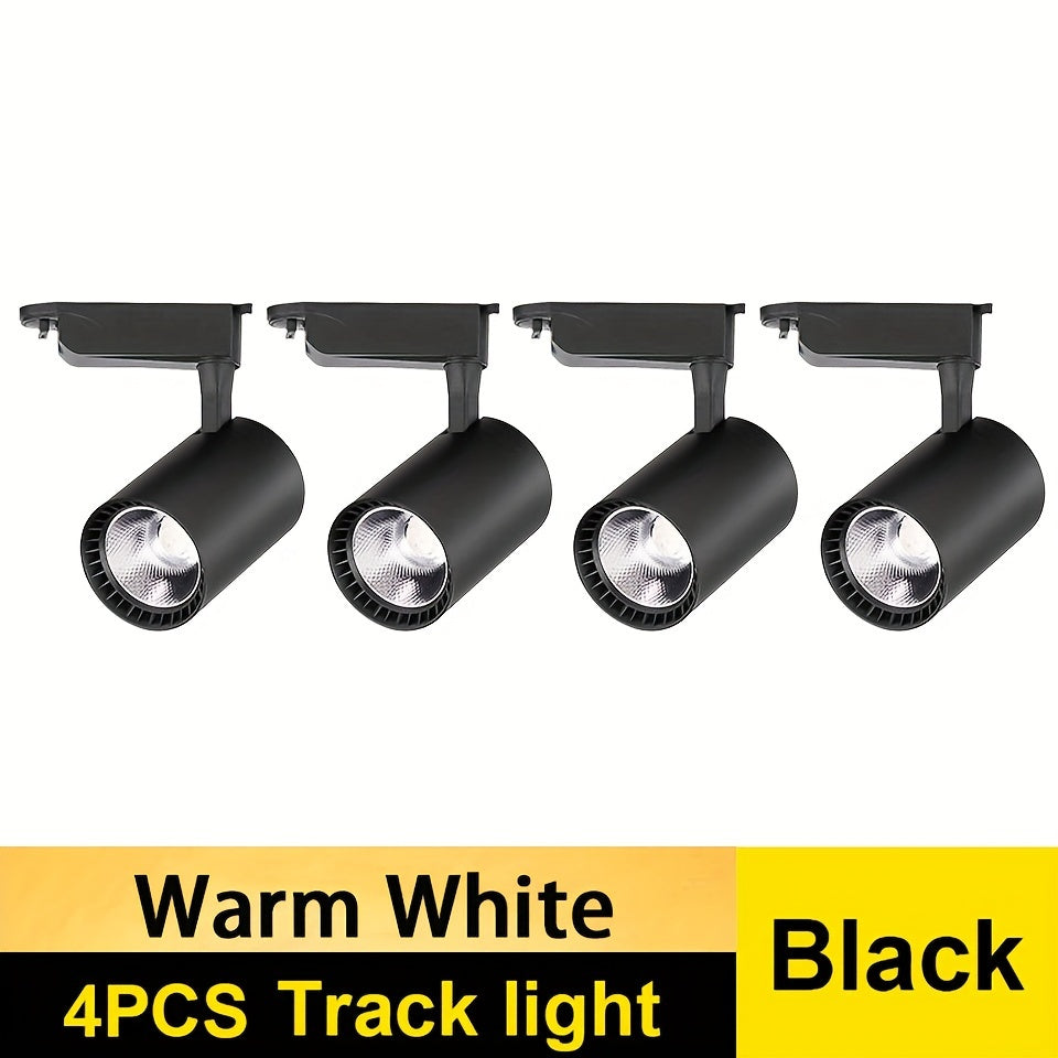 4-Piece LED Track Light Set 12W 20W 30W 40W Adjustable for Home and Store