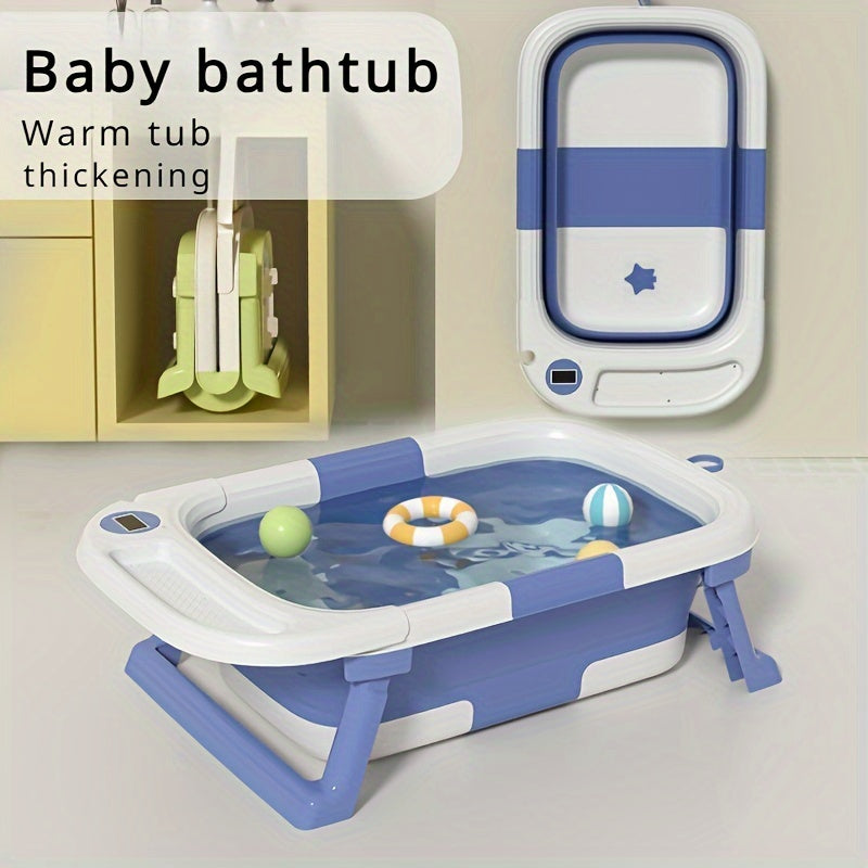 Baby Bathtub Foldable with Temperature Sensor for Children Up to 3 Years Easy-to-Clean Plastic