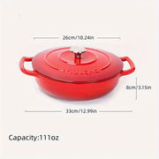 111oz Enameled Cast Iron Saucepan with Lid Non-Stick Induction Gas Cooktop
