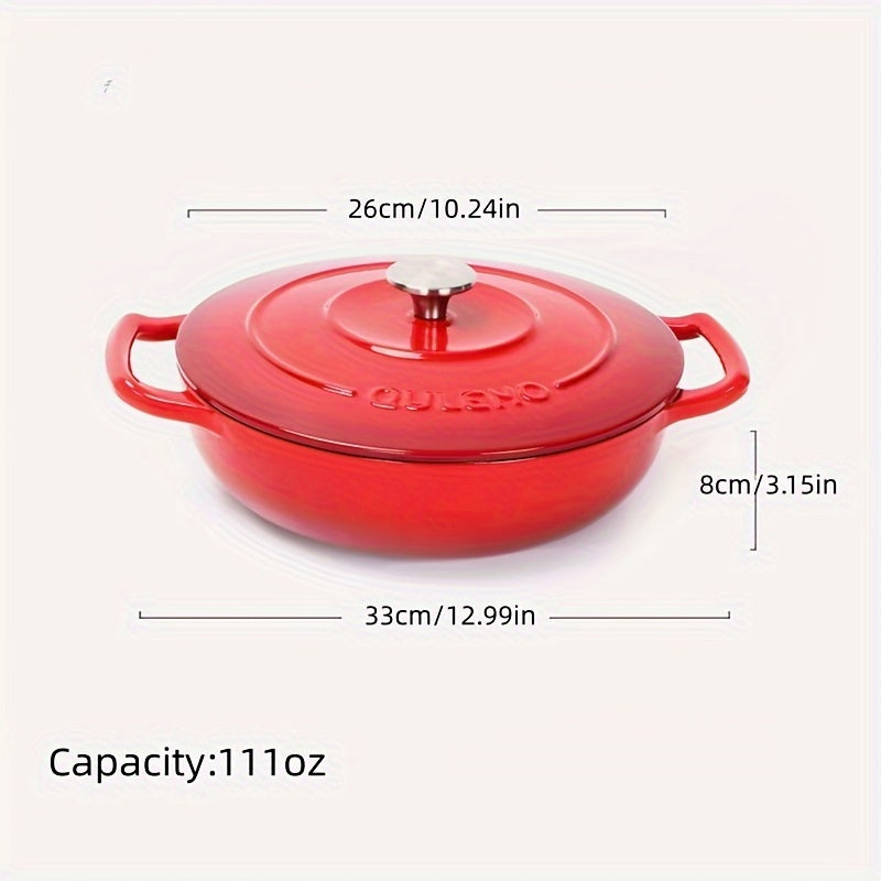 111oz Enameled Cast Iron Saucepan with Lid Non-Stick Induction Gas Cooktop