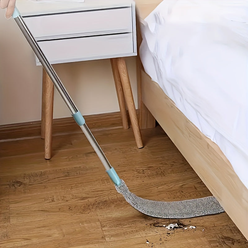 1 dona uzun tutqichi bo'lgan moslashuvchan tekis chang cho'tkasi, plastik, yotoq osti va mebel bo'shliqlarini tozalash uchun, qayta ishlatiladigan elektrostatik chang tozalash asbobi bilan.