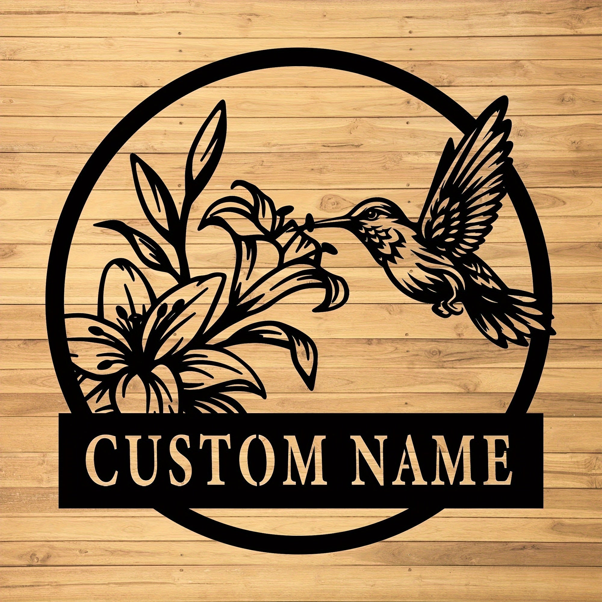 Personalized Hummingbird Metal Wall Sign Custom Name Indoor Outdoor Decor