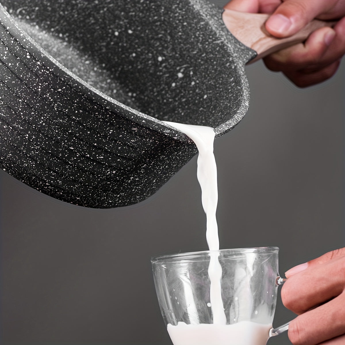 Olla de leche de aluminio antiadherente de 20cm con tapa de vidrio para cocinas de inducción y gas