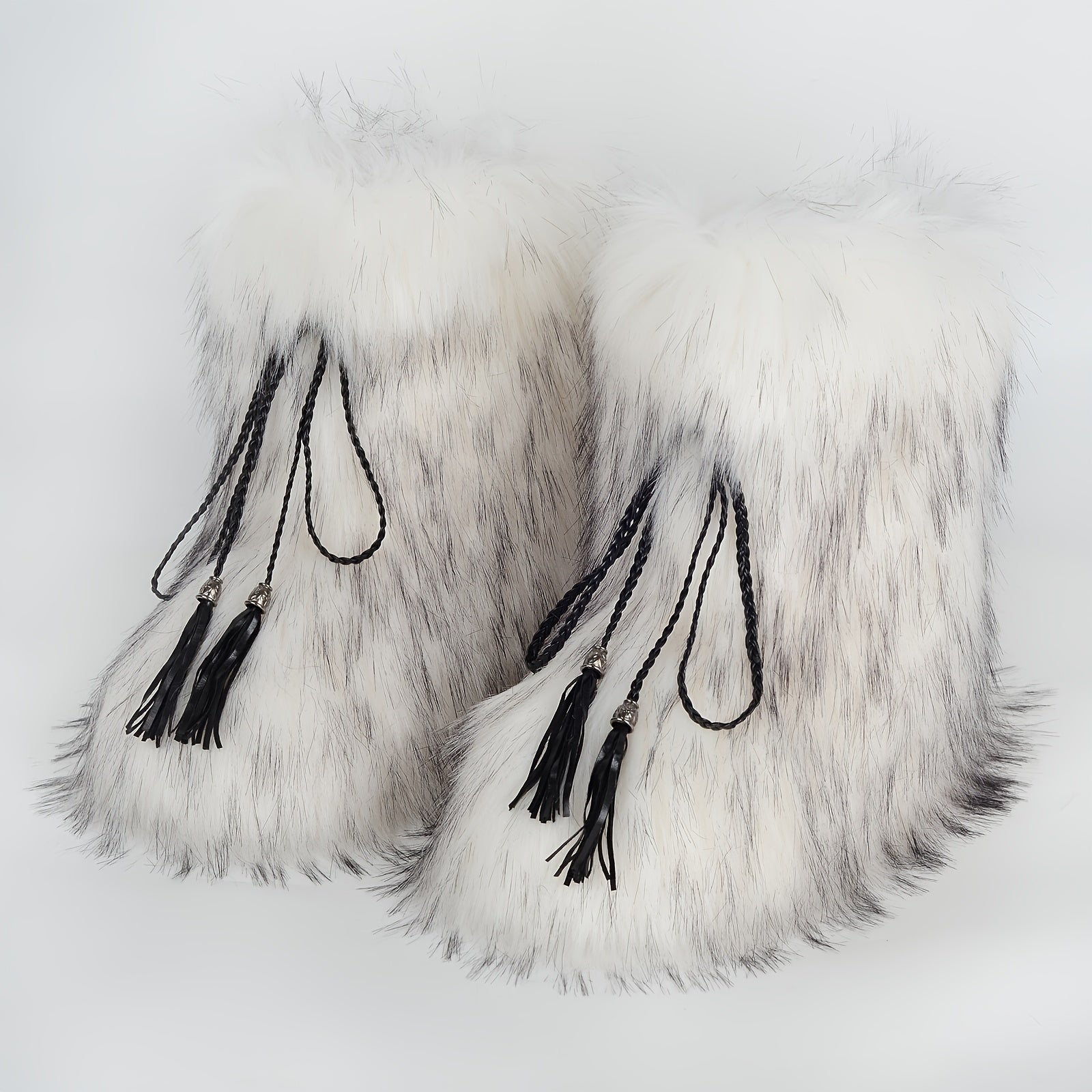 Women Plush Fur Ankle Boots Winter Fluffy Chunky Heel Snow