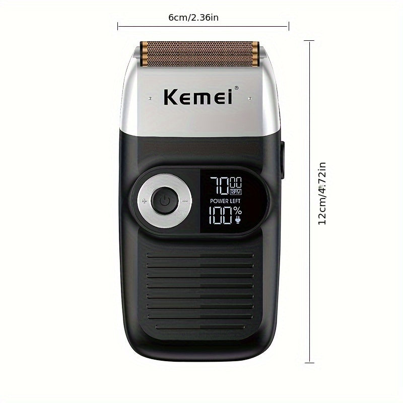 Electric Men's Shaver LCD Display Dual-Blade USB Rechargeable 60 Min Runtime Travel Case