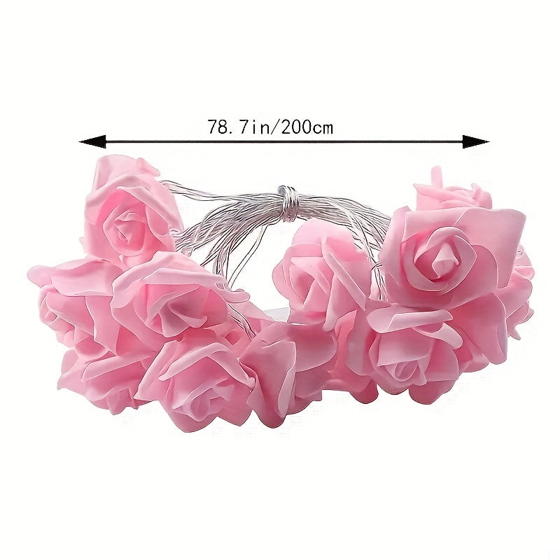 LED Rose String Lights 1pc Pink White Flowers Battery-Operated for Home Decor Weddings Parties