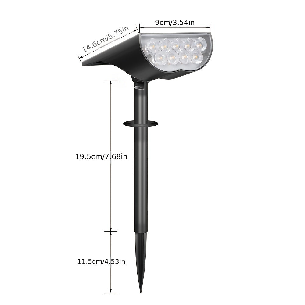 Outdoor Solar Spot Light with 9 LEDs, 5 Lighting Modes, Automatic On/Off for Garden Landscape