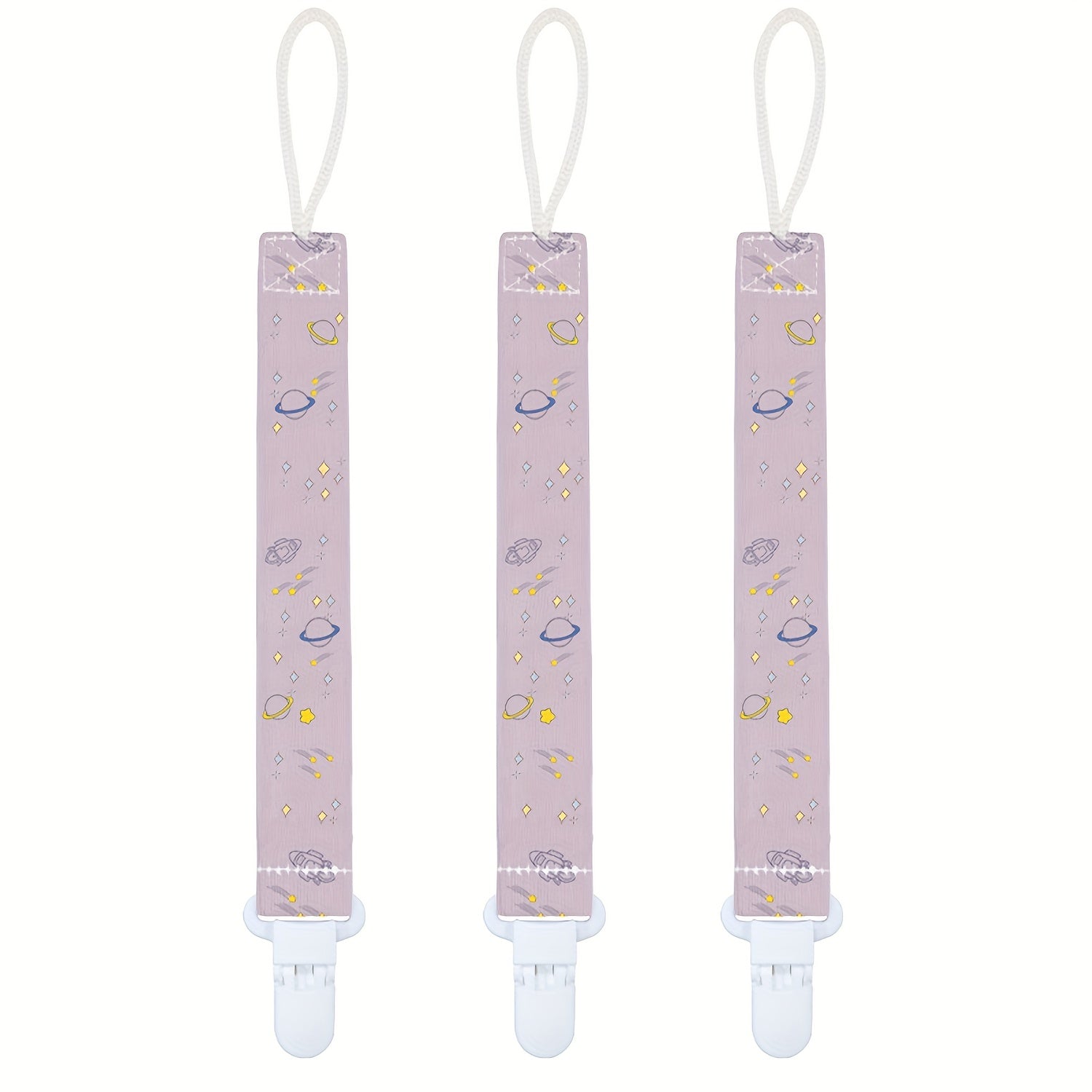 COZYPANDA Зажимы для пустышек - Набор из 3 штук, универсальный размер, прочные и долговечные, различные дизайны, надежно удерживают пустышки, идеальный подарок на детский душ.