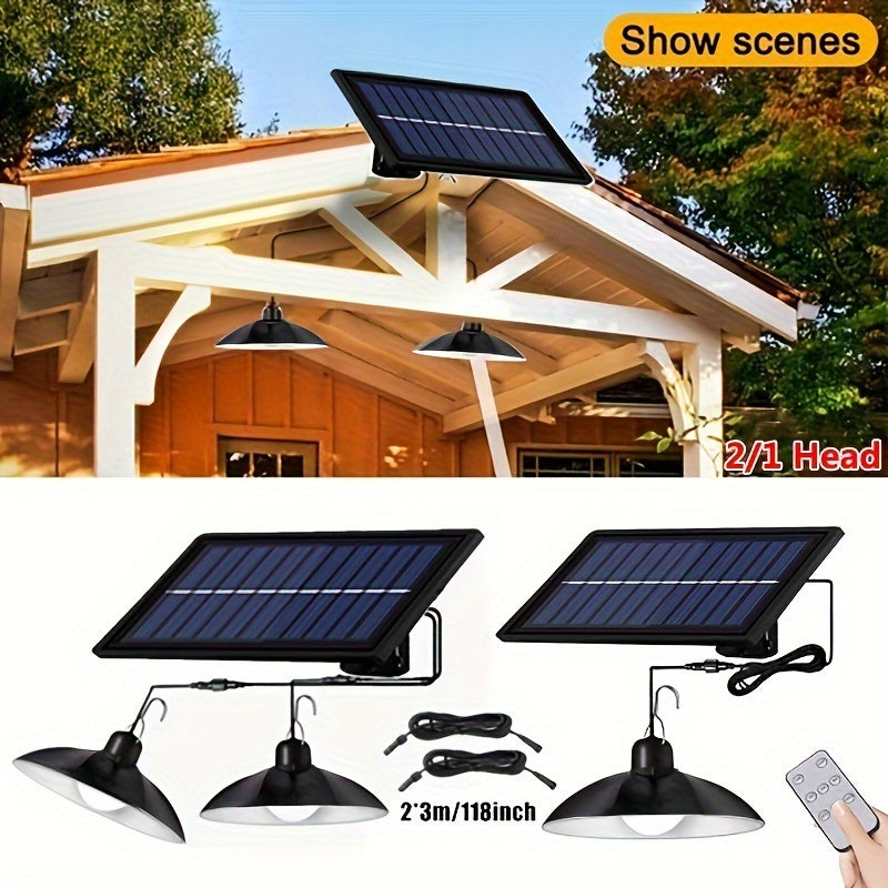 Solar Pendant Light with Remote Control and Adjustable Brightness for Indoor Outdoor Use