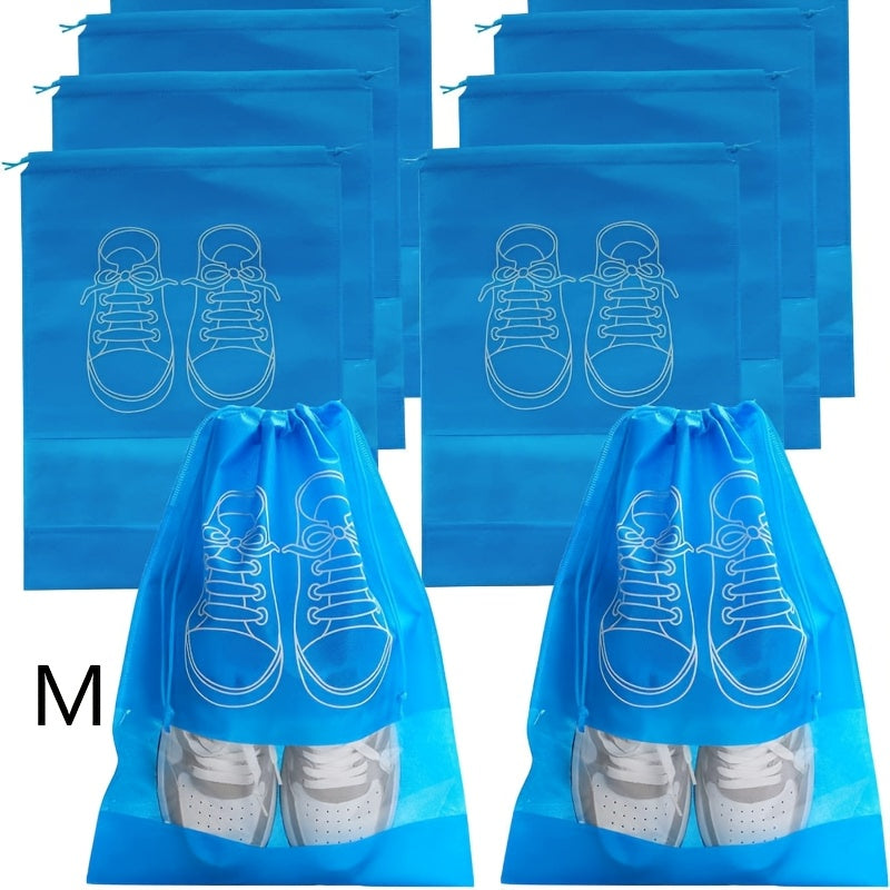 Pink Dustproof Shoe Bags 10 Pack with Drawstring for Travel Home Dorm