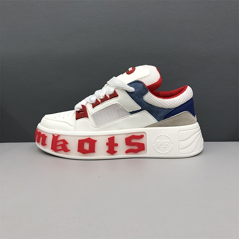 Men's Low Top Skate Shoes Casual Sneakers Non-Slip Comfortable PU Fabric Lace-Up