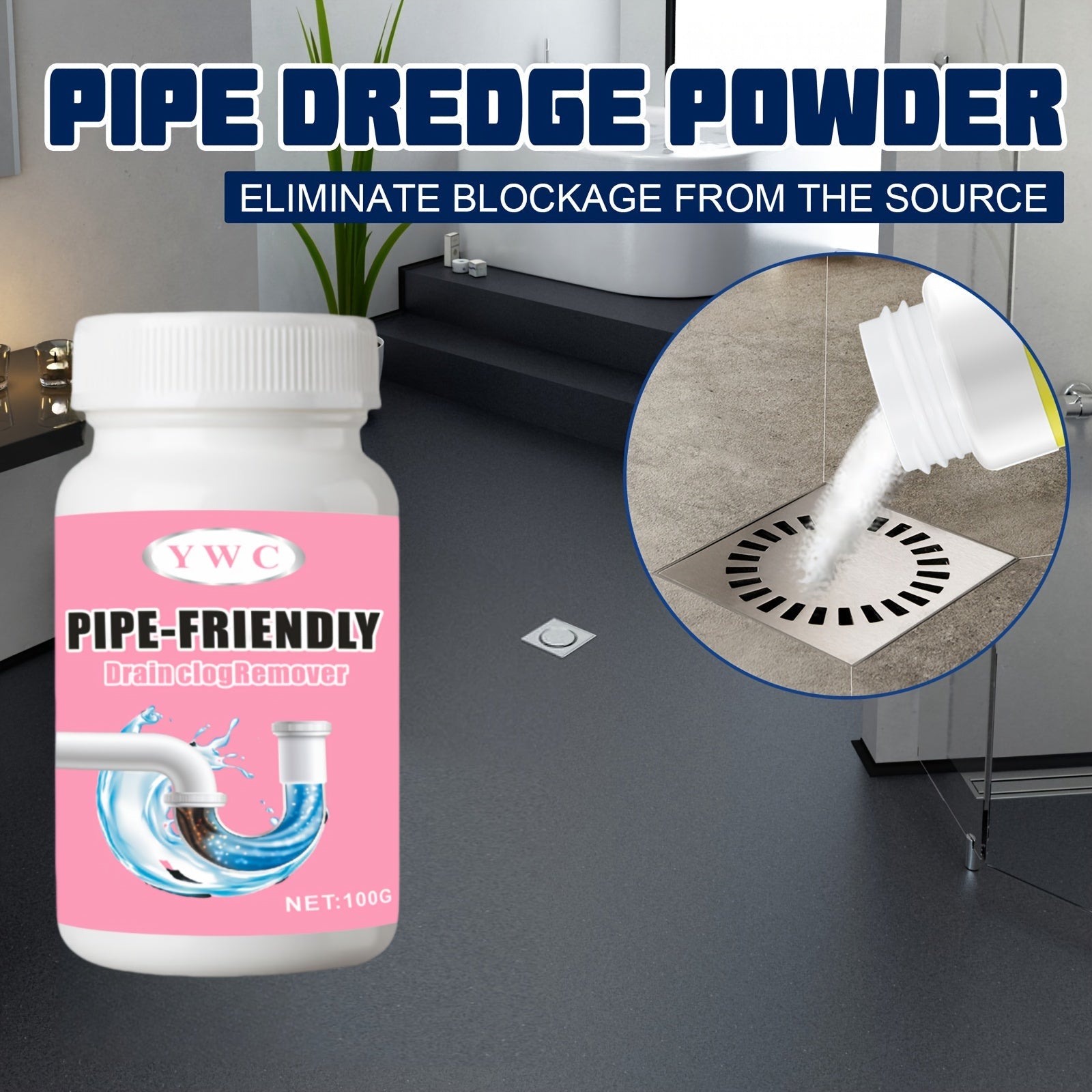 100g Pipe Cleaning Powder for Kitchen and Bathroom Drain Unclogging