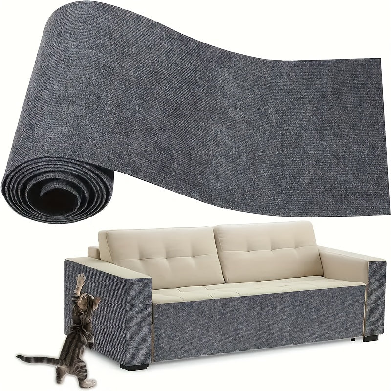 Self-Adhesive Cat Scratching Mat for Sofa Protection Gray Polyester Claw Guard
