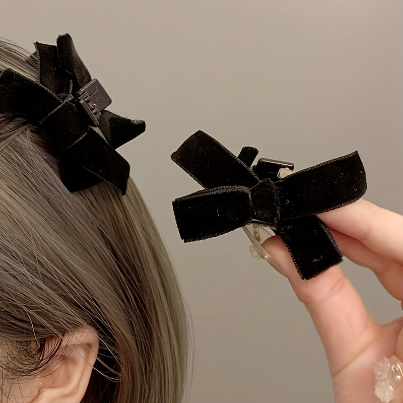 Women Velvet Butterfly Hair Clips Set, Elegant Bow Hair Accessories, Solid Color Small Hair Grips